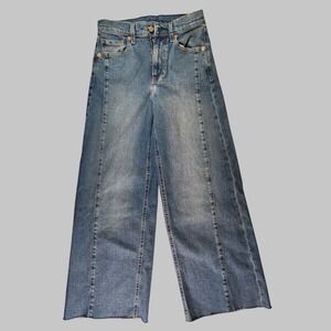 GAP Jeans Womens 24/00 High Rise9 Stride Ankle Blue Denim Wide Leg Crop